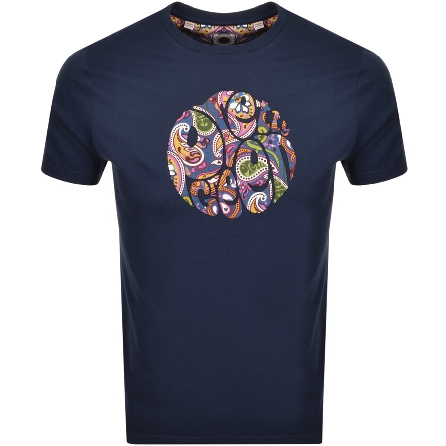 Alternative Image for ProductPretty Green Thornley Paisley Logo T Shirt Navy1